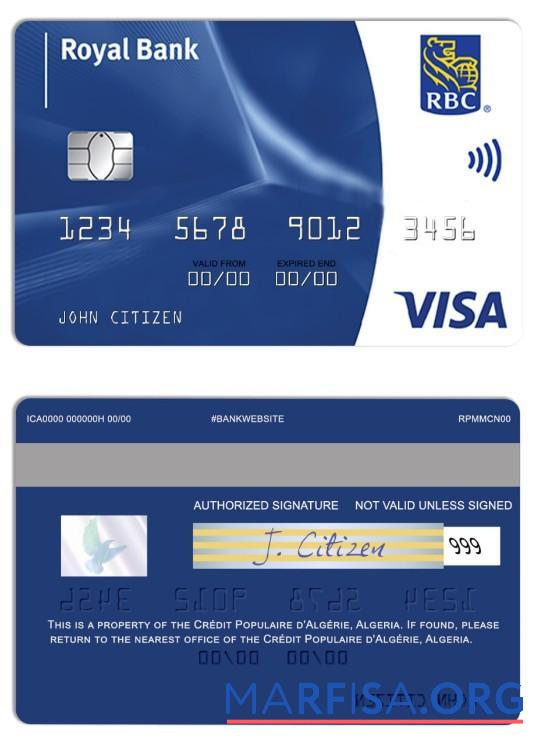 Downloadable Barbados Royal Bank visa classic international card sample